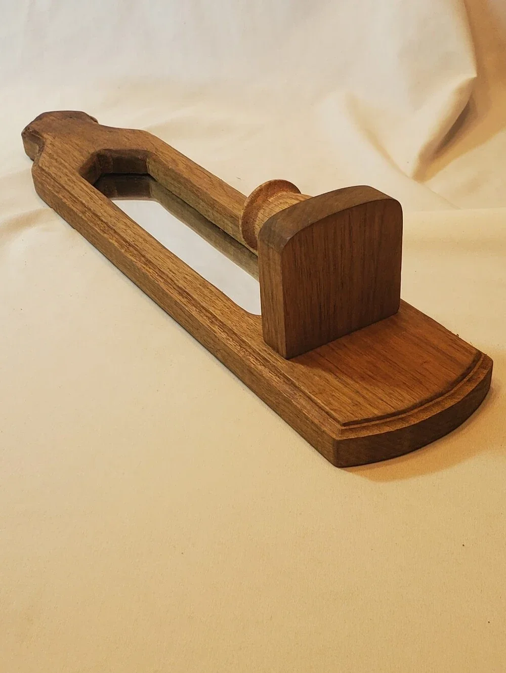 Home Interiors Homco Vtg Wood Wall Mirror Sconce Candle Holder in Natural Brown